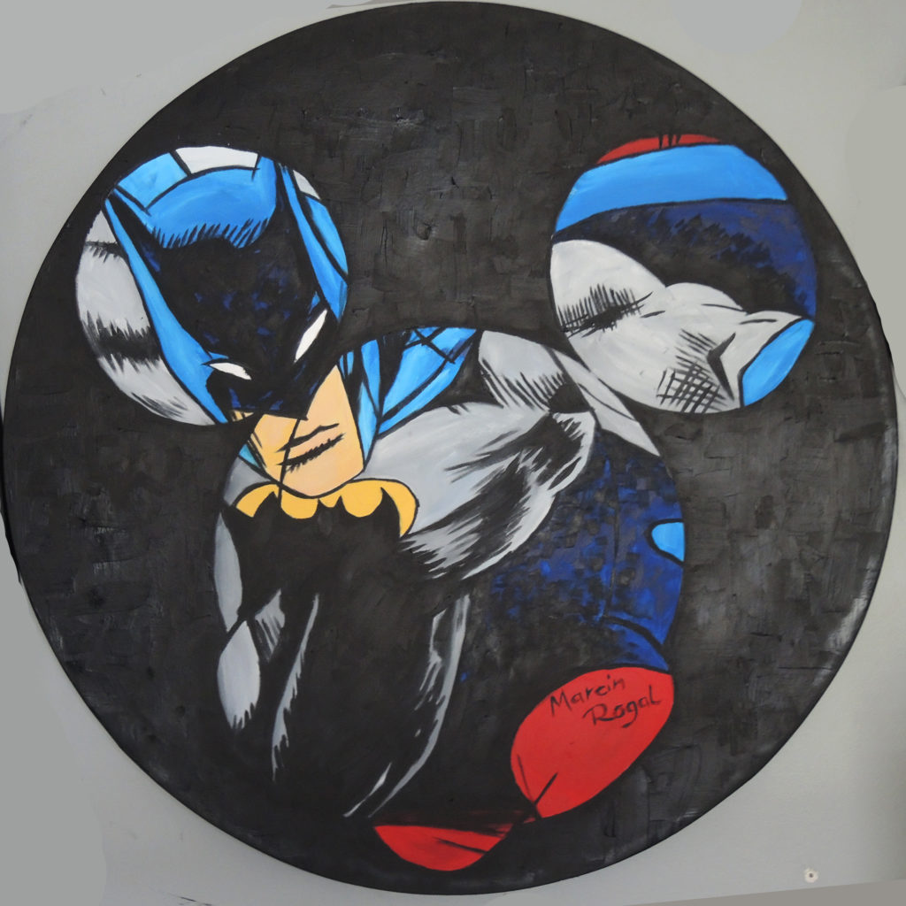 batman-mickey-round-painting-spin-marcin-rogal-art